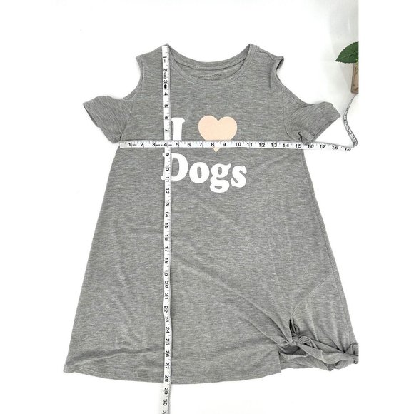 Grayson Social I Love Dogs Graphic Tunic T-Shirt Sz Large Gray Cold Shouder - Picture 5 of 8